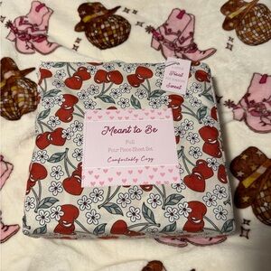 Meant To Be Full Sheet Set - Cherry 🍒 Red and White Floral Design